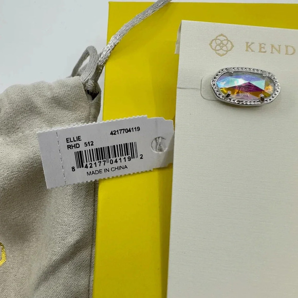 Kendra Scott Ellie Golver Stud Earrings Silver Lilac Abalone Oval Shaped - Picture 6 of 12